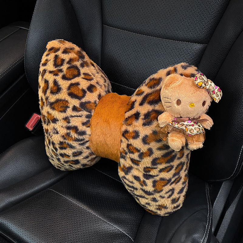 Leopard Print Cat Car Pillow For Car Seats