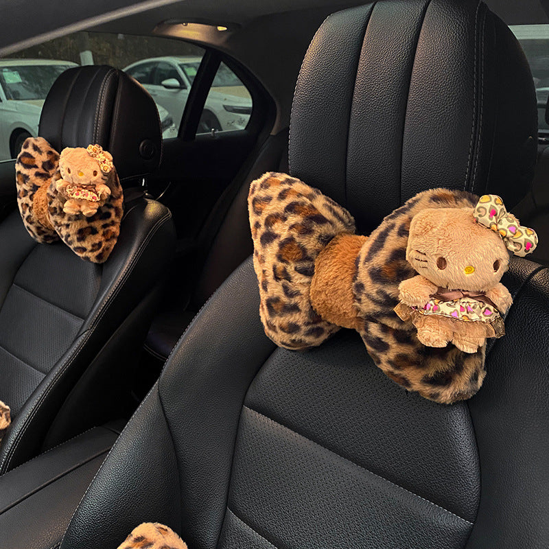 Leopard Print Cat Car Pillow For Car Seats