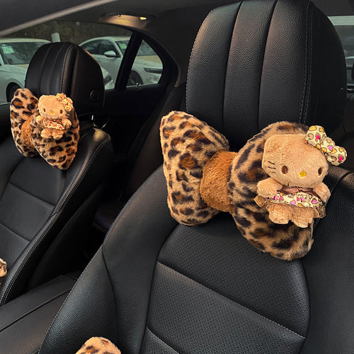 Car Headrest, Neck Pillow, Leopard Print Kitten Car Cushion, Car Seat, High-End Girl'S Car Pillow, Lumbar Support