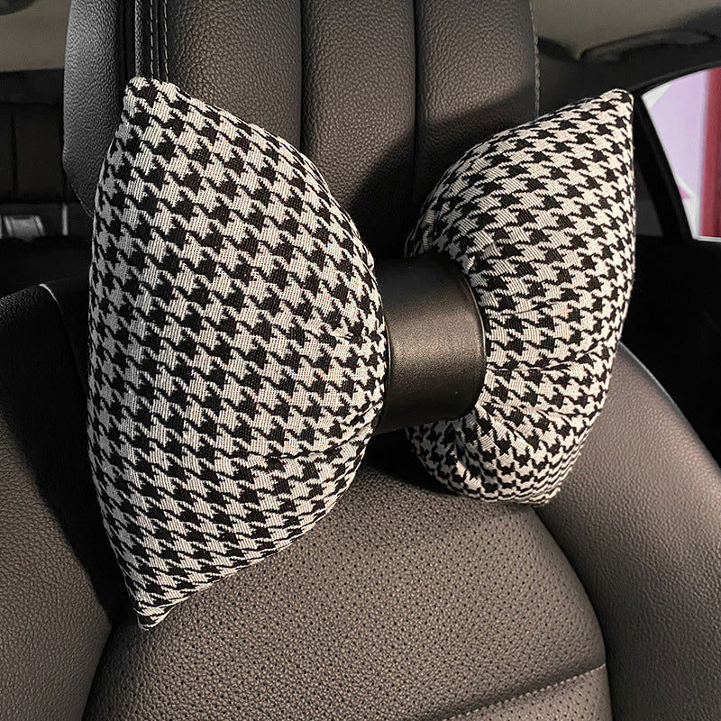 Houndstooth Car Seat Backrest Pillow For Summer