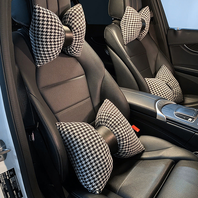Houndstooth Car Seat Backrest Pillow For Summer
