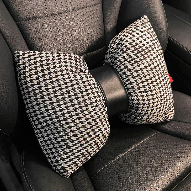 Houndstooth Car Seat Backrest Pillow For Summer