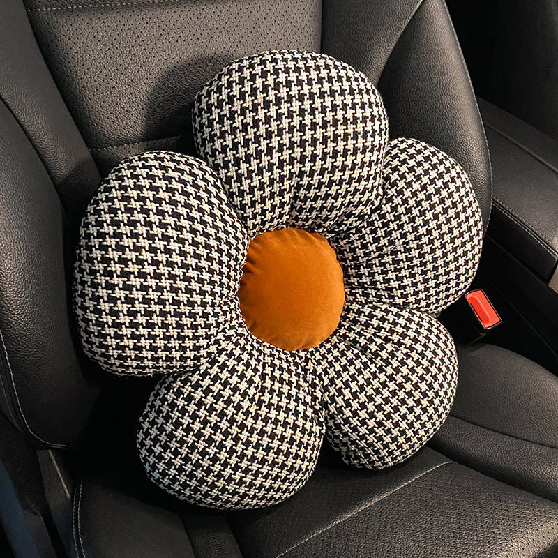 Houndstooth Car Seat Backrest Pillow For Summer