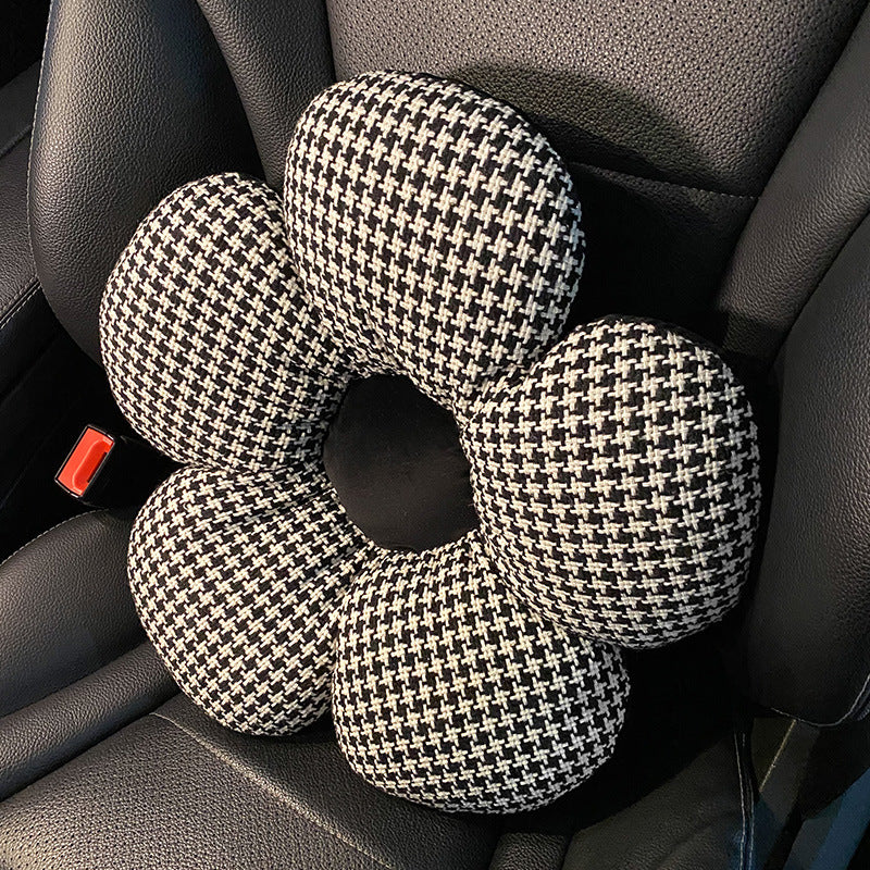 Houndstooth Car Seat Backrest Pillow For Summer